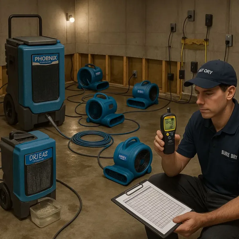 Structural Drying and Dehumidification process in Landis, NC